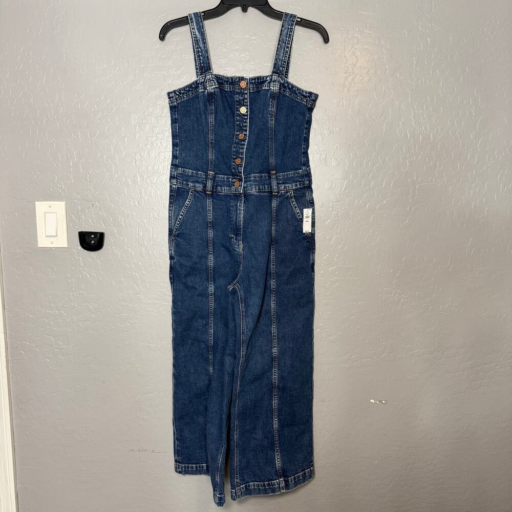Gap Denim Jumpsuit, Dark Wash Indigo, 4 Petite, 717222